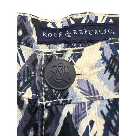 Rock & Republic Women's Lolita Aztec Print Frayed Hem Denim Shorts Size 2 EUC - Picture 3 of 6